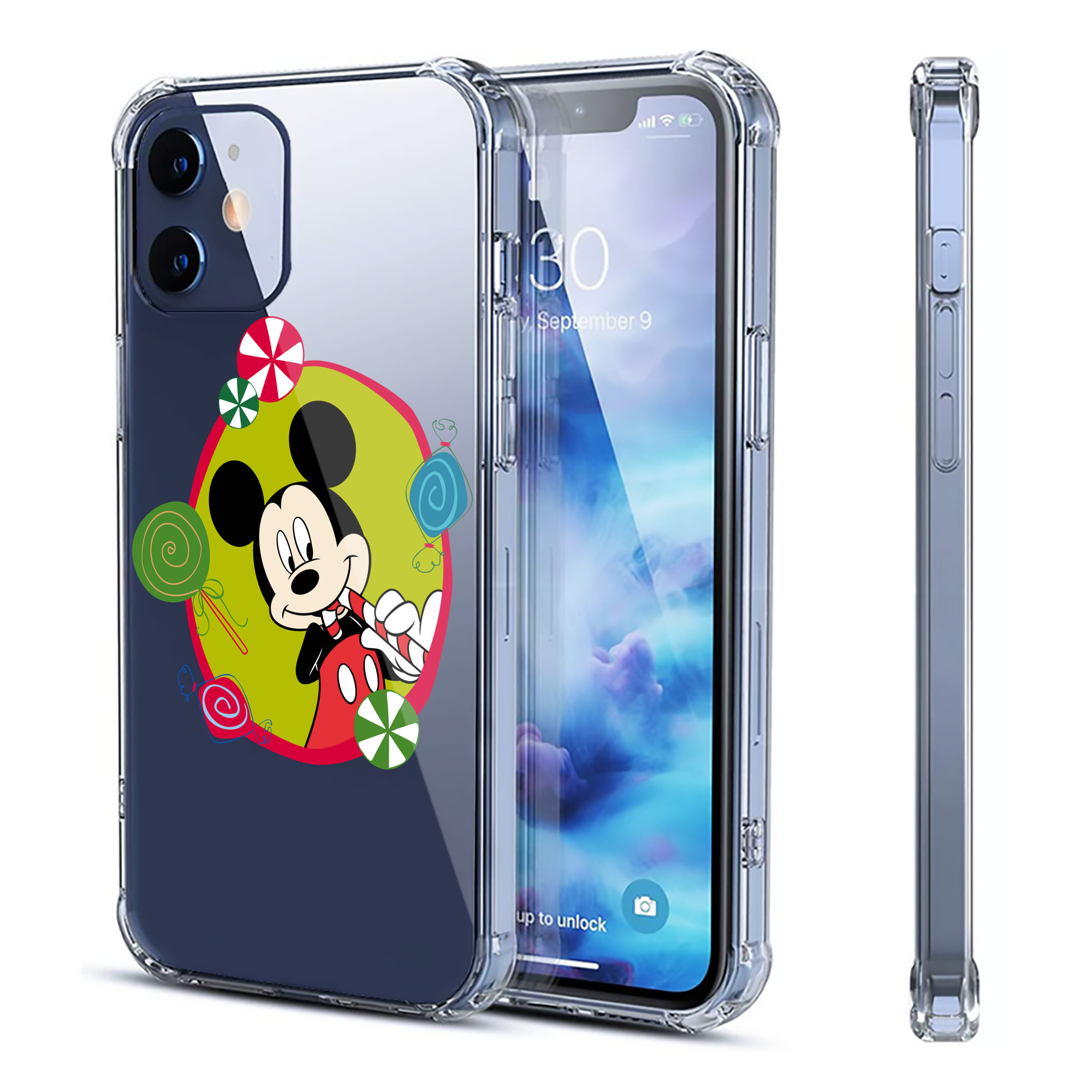 （画像用） ミッキーマウス Mickey Mouse 【iPhone 12シリーズ対応】透明スマホケース（クリアソフトケース）